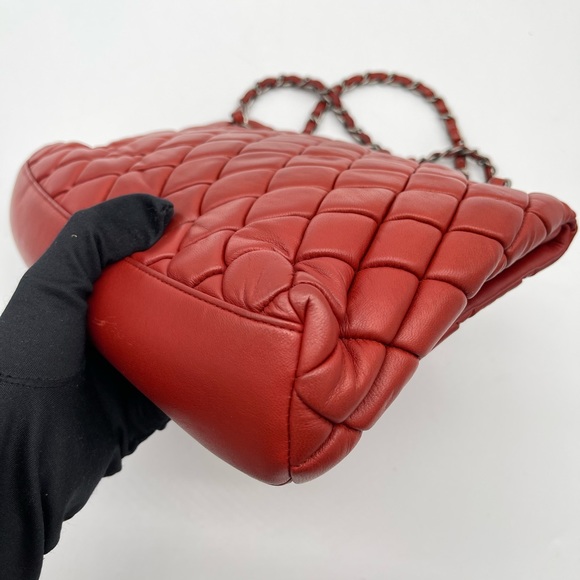 CHANEL Red Orange Leather Classic Flap Shoulder Bag - Picture 9 of 16